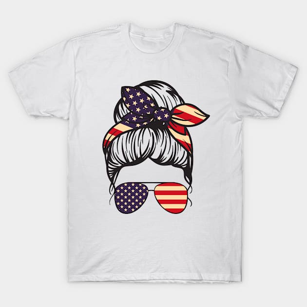 American Mom With Sunglasses T-Shirt by Daimon